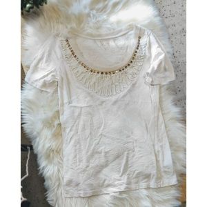 LOFT Jeweled White Tee